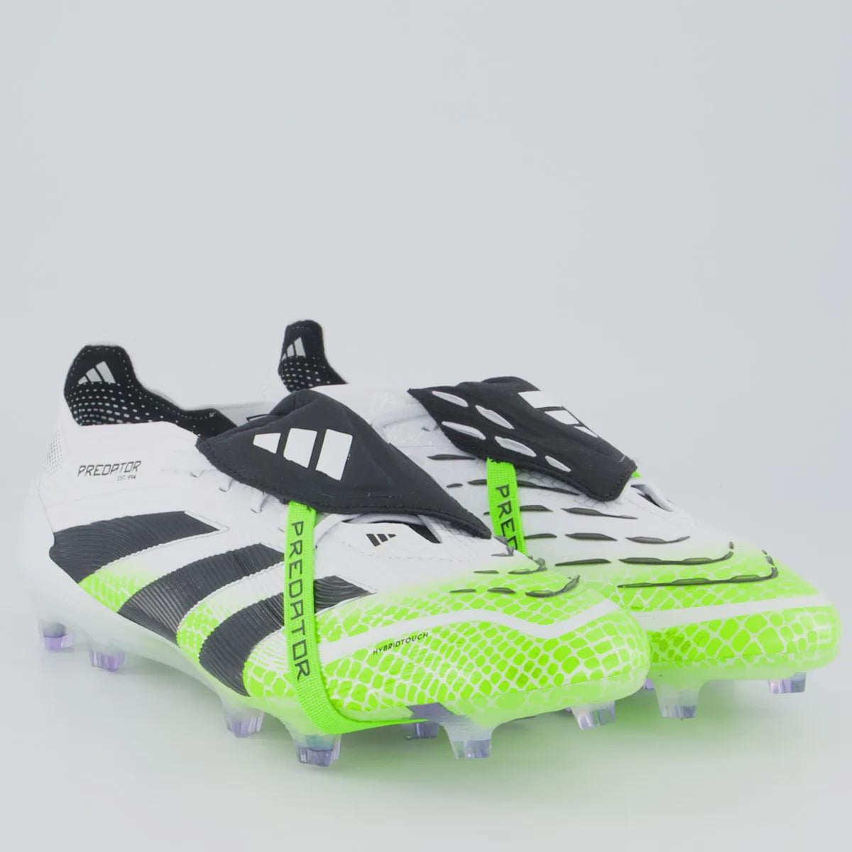 Chuteira Adidas Predator Elite com Lingueta FG — Branco / Preto / Verde — imagem 2