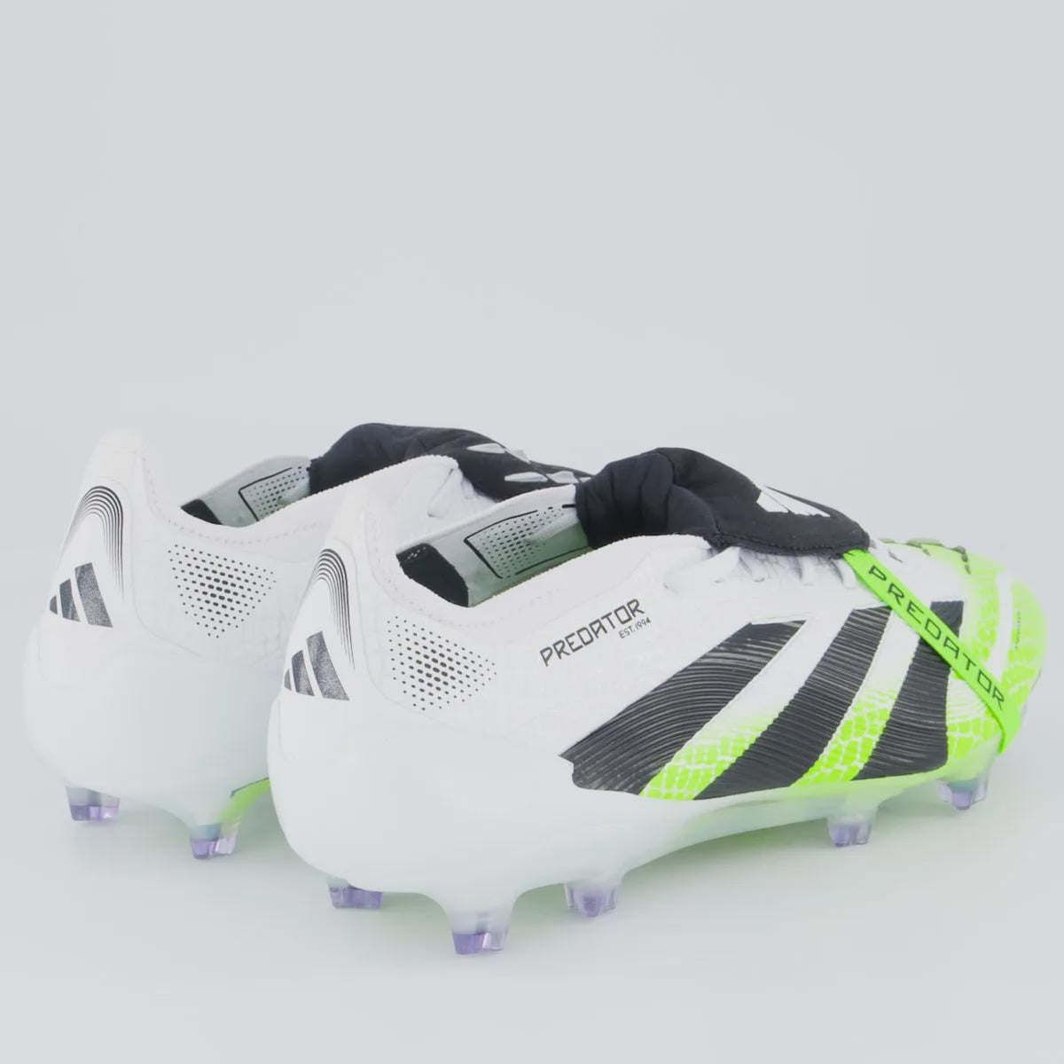 Chuteira Adidas Predator Elite com Lingueta FG — Branco / Preto / Verde — imagem 3
