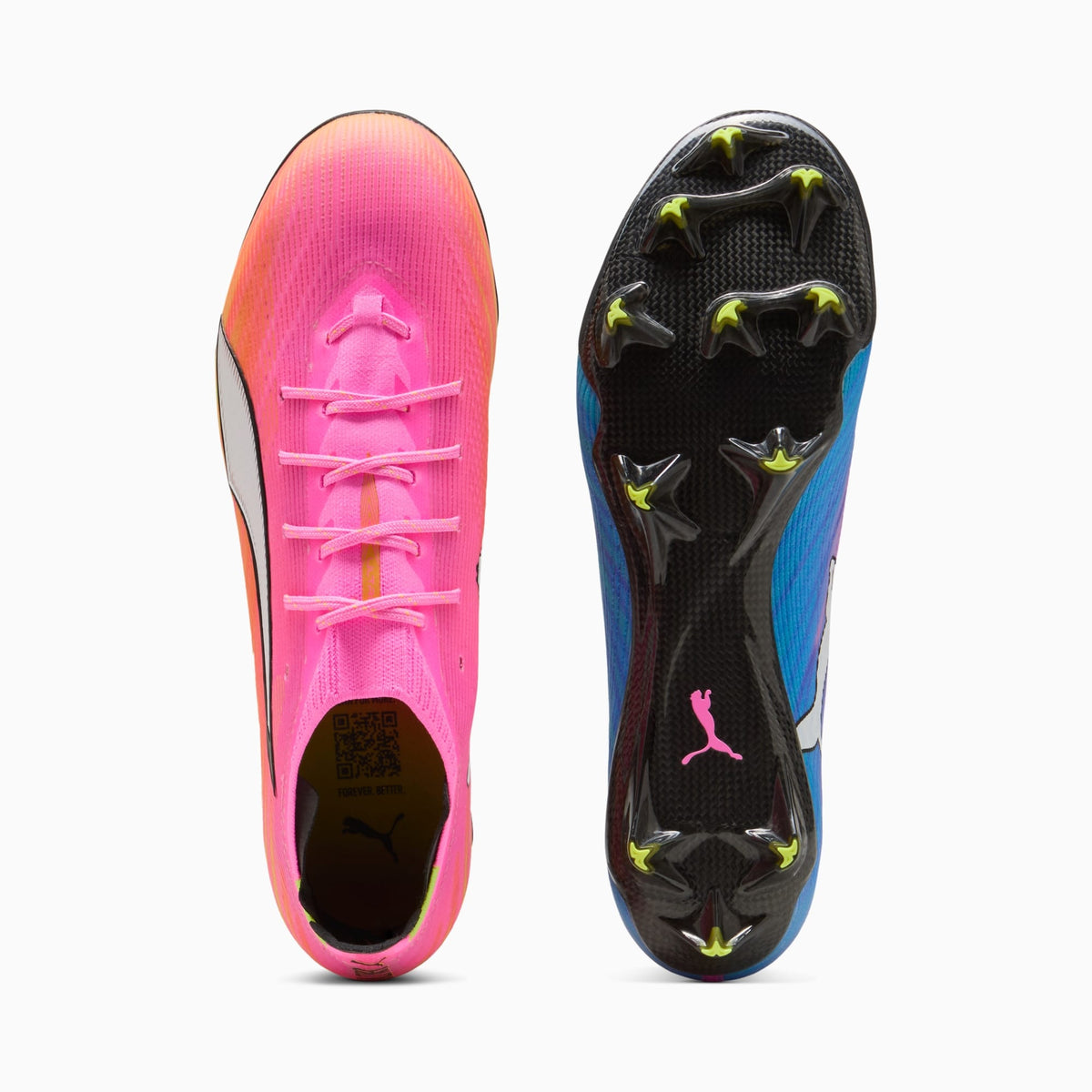 Chuteira Puma Ultra 6 CARBON Unissex — Poison Pink-PUMA White-Sun Stream-Bright Aqua-PUMA Black — imagem 4