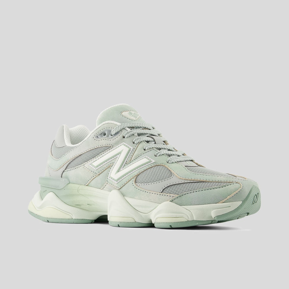 Tênis New Balance 9060 Unissex — Verde Acinzentado / Verde Claro — imagem 4