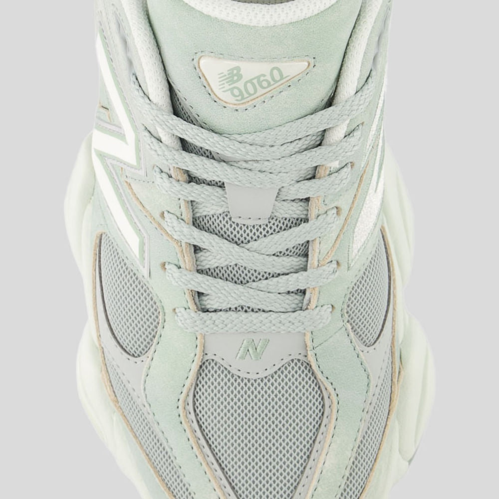 Tênis New Balance 9060 Unissex — Verde Acinzentado / Verde Claro — imagem 8